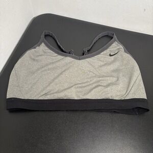 Nike Women's Medium Support Sports Bra Size XL Grey Black Racerback Gym Workout